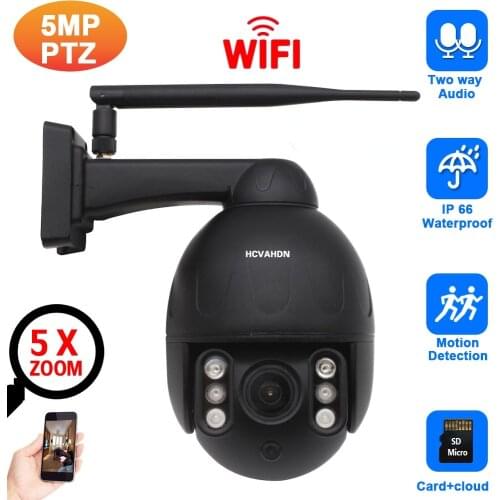 5MP CCTV Wifi PTZ IP Security Camera Outdoor Waterproof 5X Optical Zoom Dome Camera Wireless Surveillance System ONVIF H.265 2MP