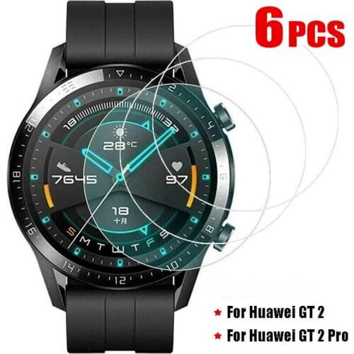 6pcs Films for Huawei Watch GT 2 Pro Tempered Glass Screen Protectors 9H Anti Scratch Explosion Proof Watch Protector Glass Film