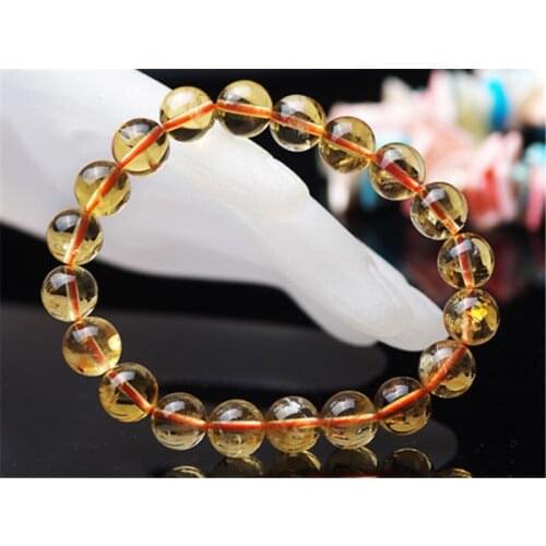 11mm Natural Citrine Crystal Bracelet For Women Men Healing Luck Quartz Love Round Beads Gemstone Stone Stretch Strands AAAAA