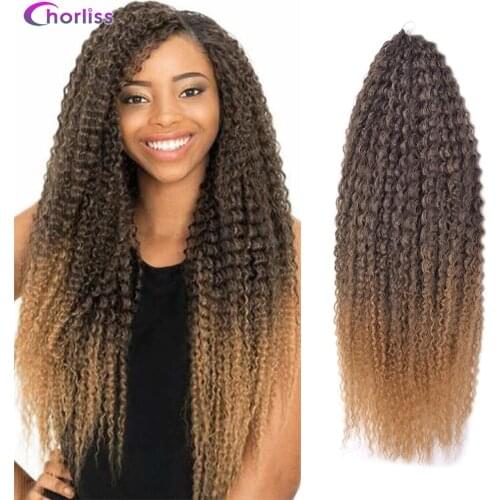 Chorliss 20Inch Afro Kinky Curly Crochet Braids Hair Ombre Braiding Hair Extensions Marly Hair For Black Women Brown