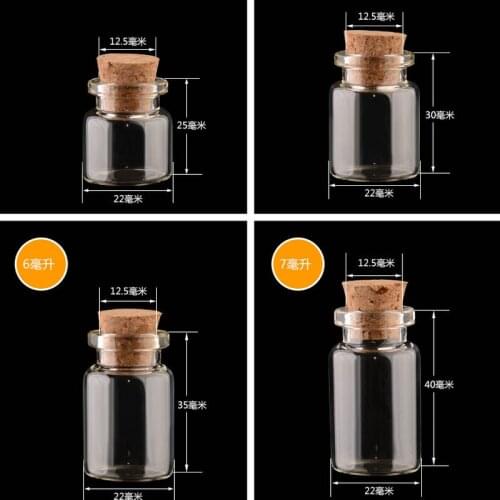 22mm Transparent cork Bayonet Wish Bottle Small Empty Transparent Cork Glass Bottle Holiday Wedding Home Gift