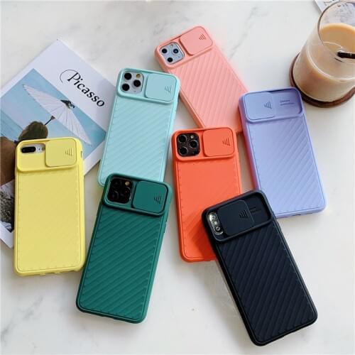 Phone Case Slider Camera lens Mobile Phone Case Cover for iPhone 6 7 8 Plus XS Max XR iPhone 11 Pro Green Pink
