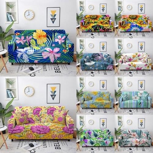 Flowers Elastic Sofa Cover Corner Couch Cover Stretch Sectional Sofa Slipcover Fully-wrapped Sofa Potector