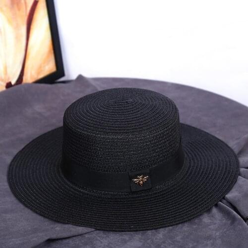 European and American retro gold braided hat for women with wide eaves and sun shading straw hat