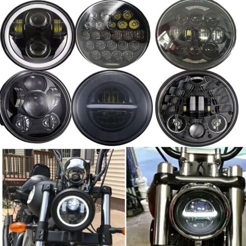 5.75" Led Headlight 5 3/4 Inch projector Moto Headlights for 883 sportster Dyna, Softail, Super Glide Motorcycle Headlamp DRL