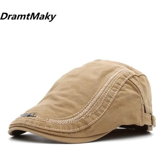 New embroidery Adjustable Beret Caps Outdoor Sun Breathable Bone Brim Hats Womens Mens Herringbone Solid Flat Berets Cap Hat