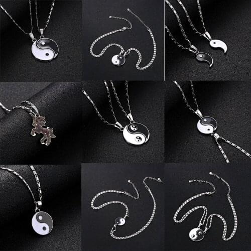 Classic Paired Pendants Charm Steam Room For Lovers Yin Yang Pendant Necklace for Two Lovers Black White Couples Jewelry Wedding