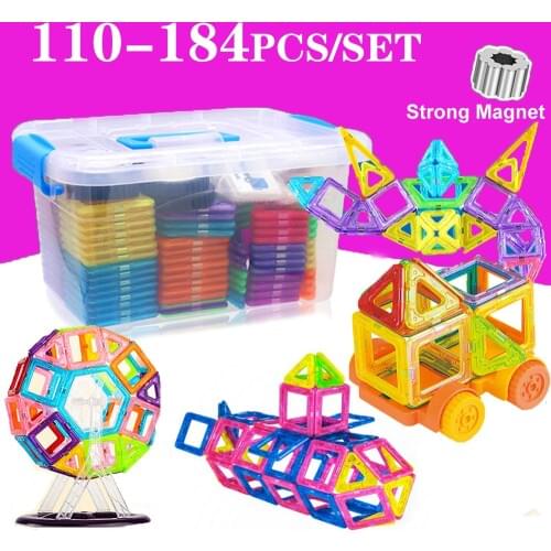 110-184pcs Magnetic Designer Construction Set Model & Building Toy Plastic Magnetic Blocks Educational Magnet Toys For Children