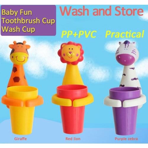 Cartoon Children Brushing Cup Holder Cute Animal Children Kids Wall Suction Toothbrush Set With Toothbrush Rinse Cup And Holder