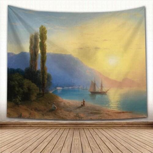 Ivan Aivazovsky Wall Hanging Tapestry Sheets Home Decorative Tapestries Beach Towel Yoga Mat Blanket Table Cloth Wall Tapestry