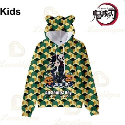 Nezuko Demon Slayer Japen Anime 3d Hoodie Sweatshirt Men and Women Harajuku Long Sleeve Jacket Coat Childrens Wear Teen Clothes