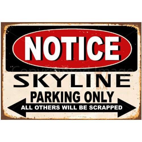 NISSAN SKYLINE-señal de estacionamiento de METAL, cartel de estaño, placa de pared