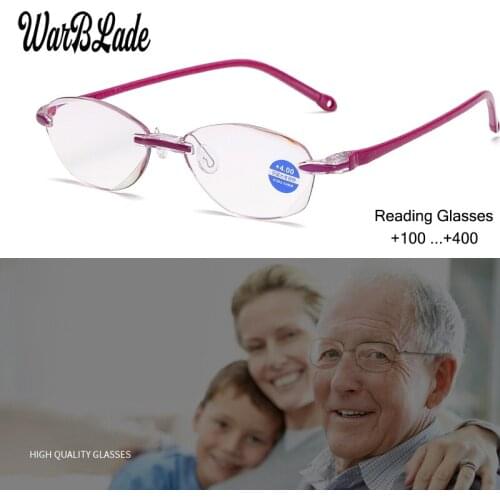 WarBLade Reading Glasses Ultralight Rimless Eyewear Women Men Clear Lens Anti-Blu-Ray Computer Glasses Presbyopia Reader Glasses