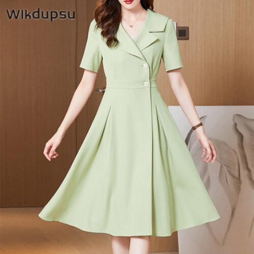 Elegant Blazer Dress Women Spring Autumn Fall Long Sleeve V Neck Slim A Line Dresses Midi Office Ladies Work Formal Wear Clothes