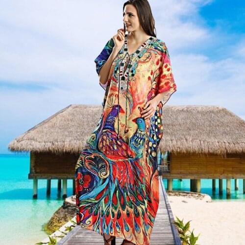 Quick-drying Summer Beach Maxi Dress Chiffon Tunic Women Plus Size Beachwear SwimSuit Cover Up