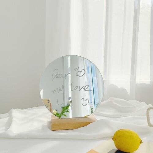 Simple Wooden Makeup Mirror Round Desktop High-definition Mirror Nordic Style Cute Home Decoration Espelho Spiegel Espejos