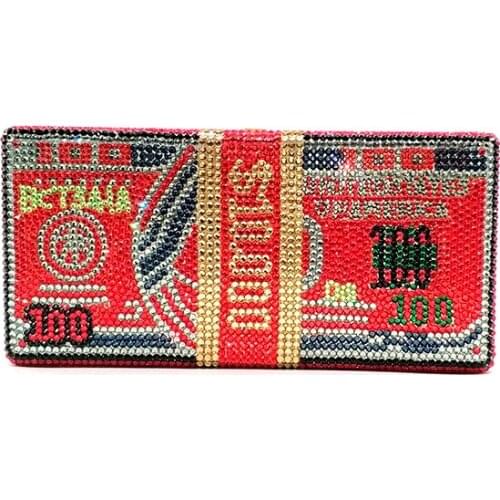 Luxury bag famous luxuries purses women evening party crystal stack of cash rich clutches funny bill purses