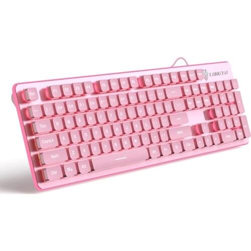 Pink Keyboard with LED Backlit for Windows Mac Slient Click Keyboard for Home Office PC Cute Grily Keyboard