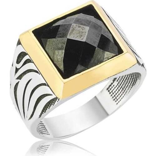 Silverlina Silver Black Stone Men 'S Ring