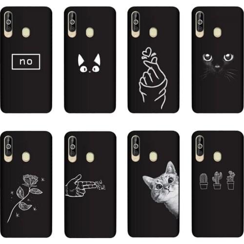 QAQsam Silicone Cover For Samsung Galaxy A60 Case Painting Flower Cat Moon Matte Phone Cases Funda