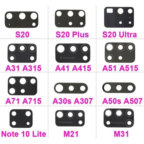 50Pcs Back Camera Glass Lens For Samsung A30S A50S A31 A41 A51 A71 M21 M31 M31s A31 S20 Plus / S20 Ultra /Note 10 Lite