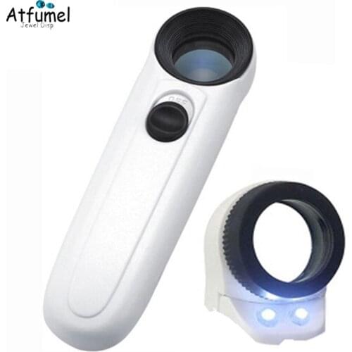 Hand-hold 40X LED Microscope Magnifier Magnifying Glass Loupe For Jewelry Mini Battery Diamond Magnifier Glass Jewelry Tool