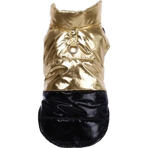 Dogs Autumn Winter Hoodie Thicking Warm Jacket Waterproof Breathable Glossy Pet Coat With Leash Buckle Dog Cat Parkas