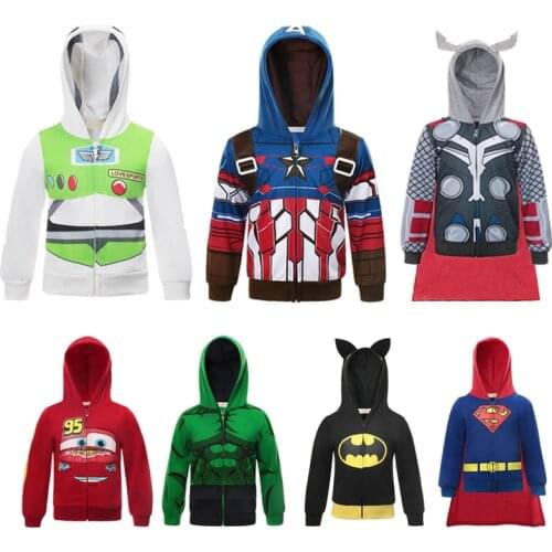 Superheroes Hoodie Sweatshirt Super Toddler Kids SweaterJacket Role Play Christmas Boys Tracksuit Halloween Children Clothes
