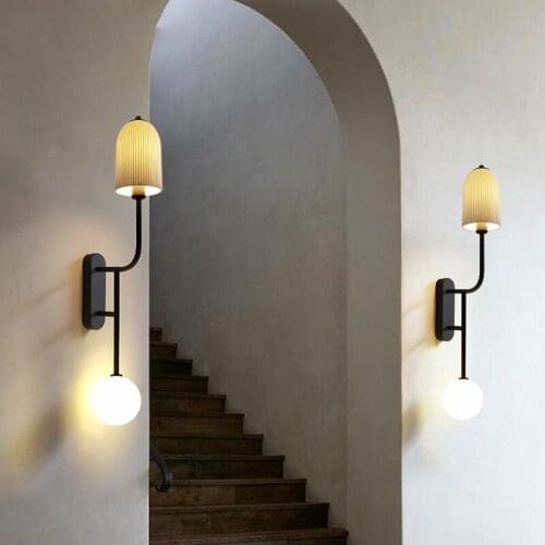 Vintage Ceramic Glass Wall Lamp Modern Bedroom Bedside Wall Sconce Light Fixtures Industrial Decor Home Lighting Led Wall Lights