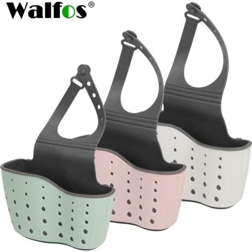 Walfos Useful Suction Cup Kitchen Sponge Drain Holder PP Rubber Toilet Soap Shelf Organizer Storage Rack Basket Wash Cloth Tools