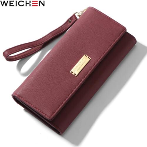 WEICHEN Wristband Many Departments Female Wallets Card Holder Phone Pocket Long Leather Women Wallet Brand Designer Ladies Purse