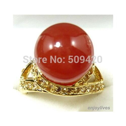 XFS201434er>>Red jade new Crystal Ring Size: 7. 8. 9