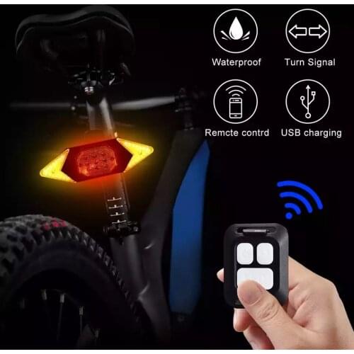 Remote control rear light bicycle turn signals USB rechargeable taillight flashlight for bicycle Wateproof red tail light bike