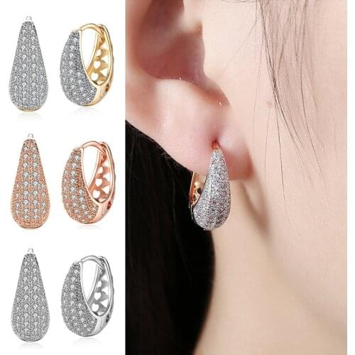 LByzHan Silver Earrings Prettier Women Drop shape Dangle Colorful Rhinestone Inlaid Earrings Jewelry Gift Glitter Golden Earring