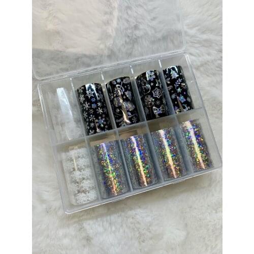 10 Rolls Christmas Nail Stickers - Christmas Nail Foil Transfers Stickers Snowflake Snowmen Santa Christmas Tree Elk Nail Decals