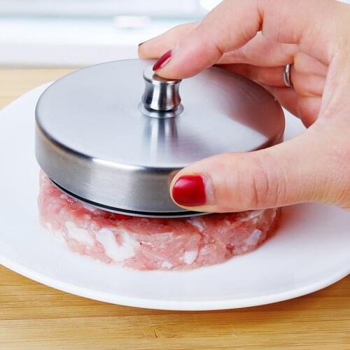 1 Set Round Shape Hamburger Press Stainless Steel 9.5cm Hamburger Meat Beef Grill Burger Press Patty Maker Mold