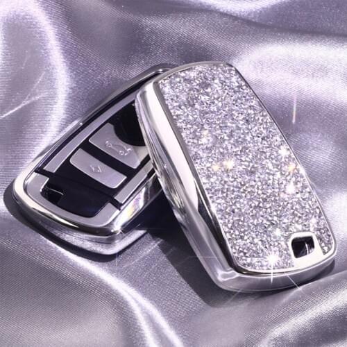 1Pcs Car Remote Key Chain Case Fob Cover Bag Holder with Bling Diamond For BMW 1 2 3 4 5 6 7 Series X3 X4