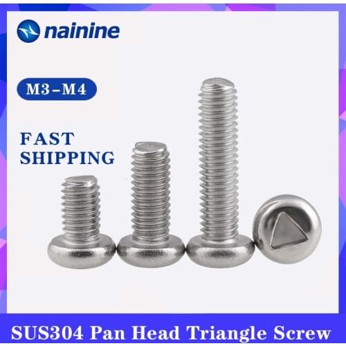 10Pcs M3 M4 304 Stainless Steel Anti-theft Screws Inner Triangle Round Head Screw Triangular Bolts