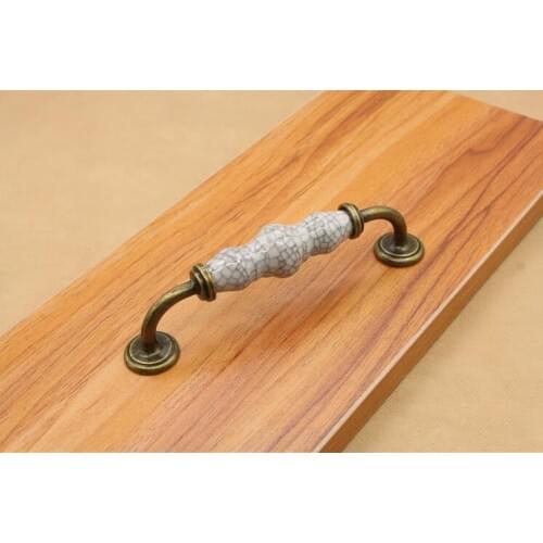 128mm Bronze Vintage Cupboard Handles Retro Ceramic Furniture Pulls