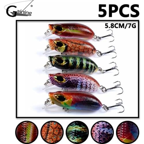 5.8cm 7g 5pcs/lot Minnow Fishing Lures Floating Artificial Hard Bait Bass Wobblers Lures Crankbait Fishing Tackle