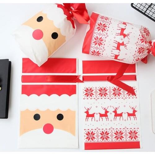 50Pcs Cookie Santa Candy Christmas Gifts Bag Packaging Christmas Decorations New Year Gifts For Kids nn100