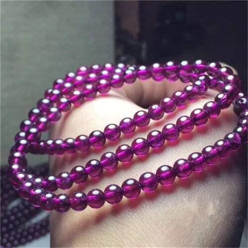 6mm Womens Genuine Natural Purple Red Garnet Crystal 108 Prayer Round Bead Fashion Jewelry Charm Bracelet Femme