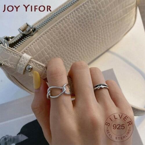 925 Sterling Silver Double-layer Cross Hollow Chain Rings Female Fashion Simple High Quality Index Finger Handmade Gift