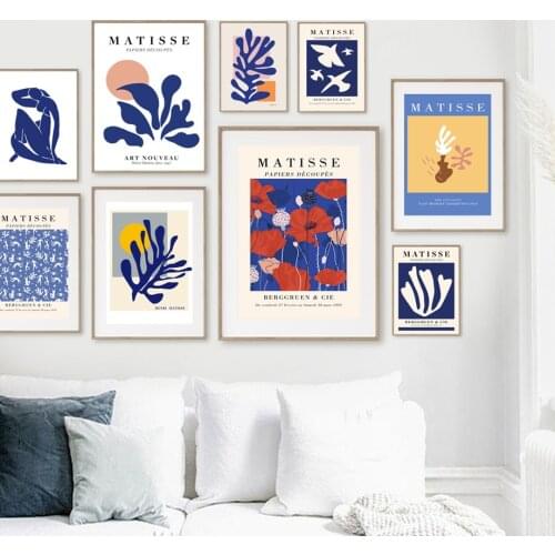 Abstract Matisse Leaf Flower Coral Body Nordic Posters And Prints Wall Art Canvas Painting Wall Pictures For Living Room Decor