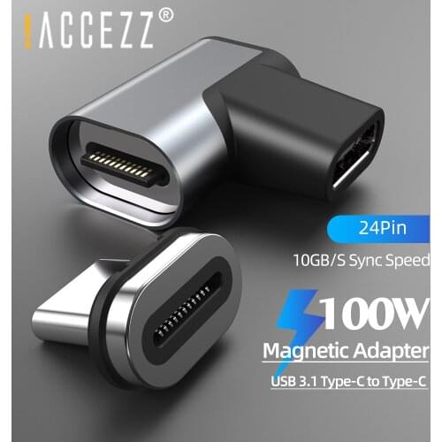 !ACCEZZ Type C Magnetic Adapter 24Pins USB C Connector PD 100W Fast Charging 10Gbp Data Converter for MacBook Pro Thunderbolt 3