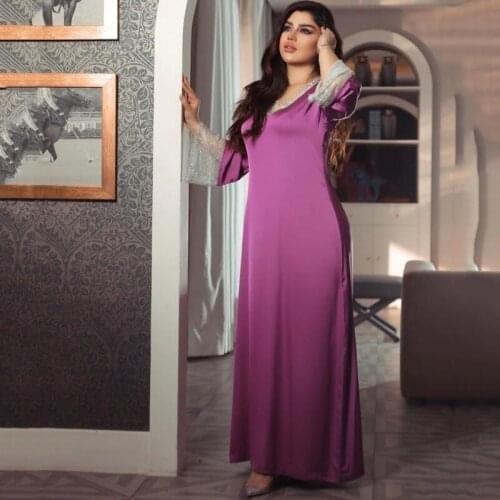 Satin Kaftan Moroccan Dubai Abaya Muslim Hijab Dresses For Women Turkey Diamond Mesh Dress Fashion Girls Party Gowns Boubou