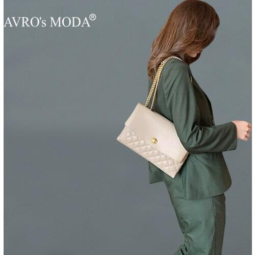 AVROs MODA Fashion Luxury Genuine Leather Women Shoulder Handbag Ladies Designer Crossbody Retro Messenger Tote Flap Chain Bag