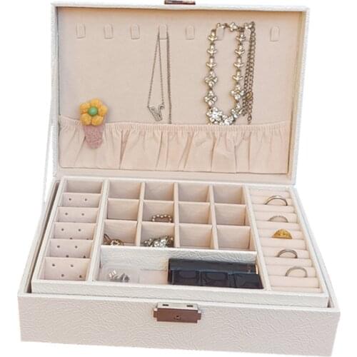 Large Space Reasonable Storage New Leaf Pattern Leather Exquisite Craft Jewelry Box 5 Colors