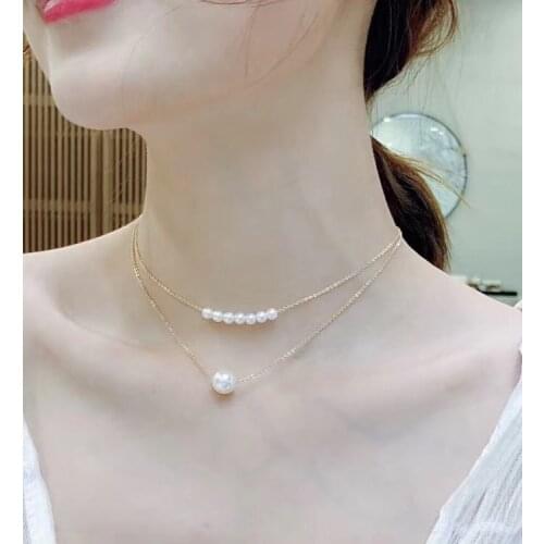 TWO ROW S925 Sterling Silver Necklace Chain with Pendant Mountings Findings Jewelry Parts Fittings Accessories for Pearls Beads