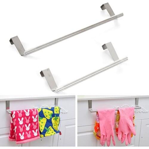 Kitchen Towel Holder Stainless Steel Cupboard Door Towel Hanger Single Layer Clothes Belt Towel Storage Hanger